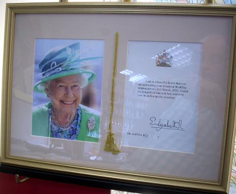 Framed card from Queen Elizabeth
